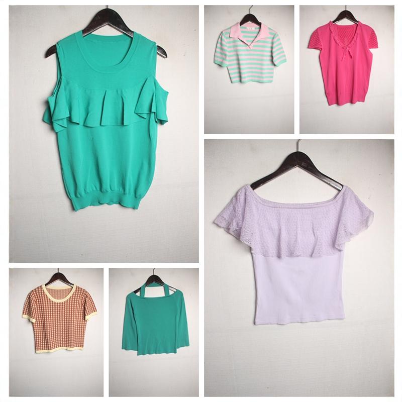 古着vintage外贸孤品针织田园春夏女装文艺尖货辣妹套头短袖8