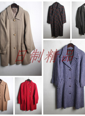 古着大衣女vintage欧美复古茧型BF羊驼日制 中古 羊毛毛呢外套