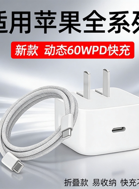 适用苹果充电器60WPD快充iphone17/16Air/15plus/14/13手机Promax充电头ipadpro/air/mini平板11插头12充电器