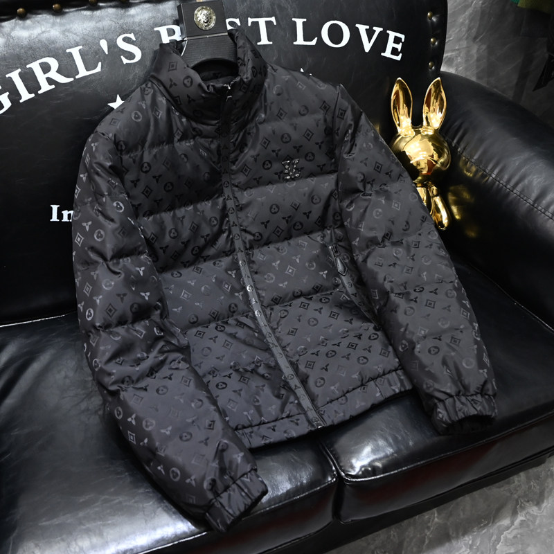 2023冬季新款立领羽绒服男装欧洲站潮牌修身青年大码提花保暖外套