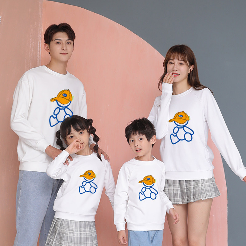 卫衣亲子装一家三口秋冬母女装2024新款潮休闲长袖定制小学生班服