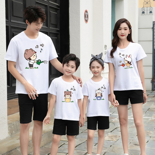 一家四口亲子装t恤休闲