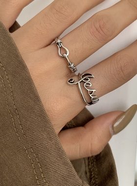 925银音符复古风潮流开口戒指