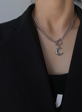 原宿ins朋克风蹦迪复古月亮吊坠