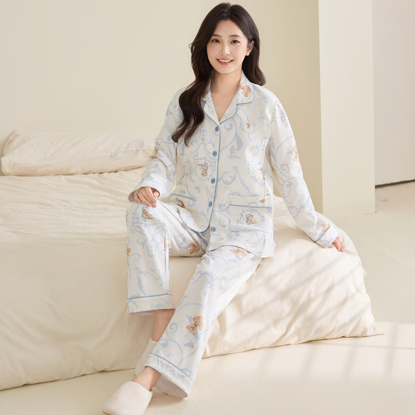 夏季纯棉月子服夏薄款带胸垫女款2026新款孕妇睡衣不勒肚子哺乳衣