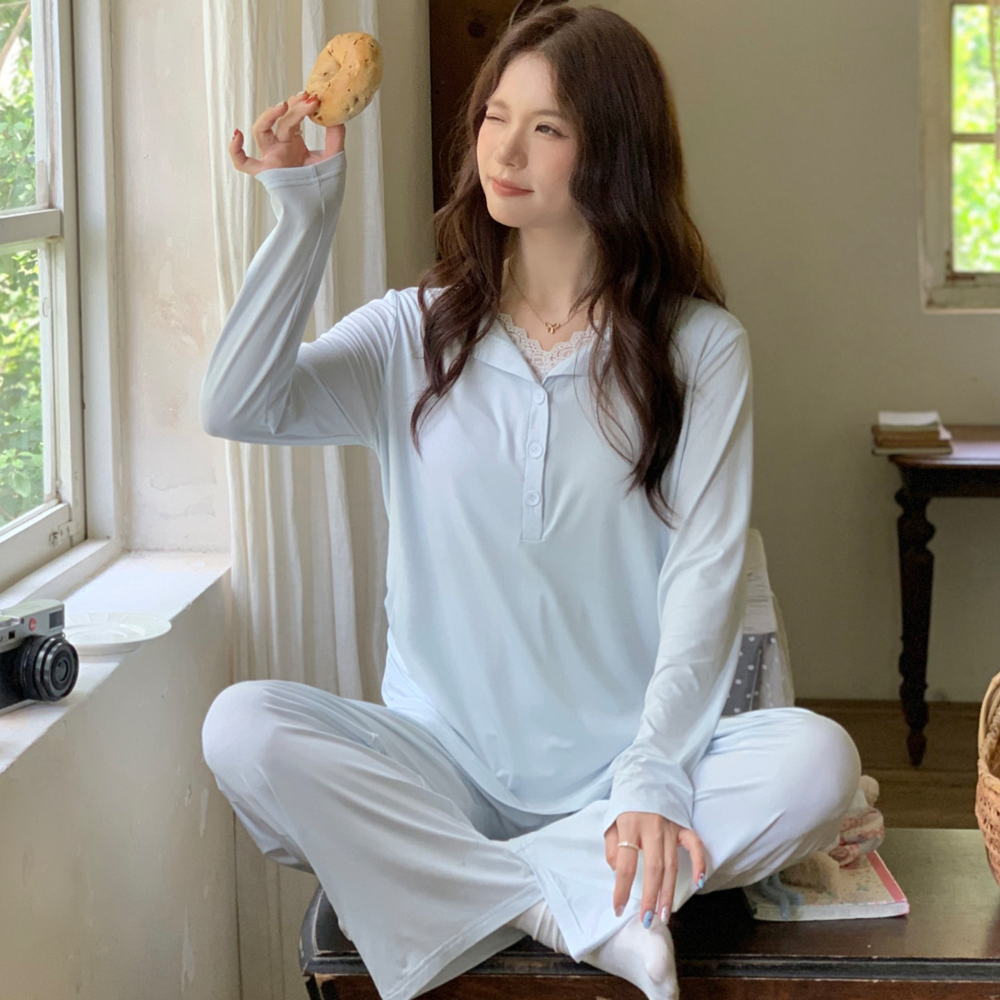 莫代尔孕妇哺乳月子睡衣套装