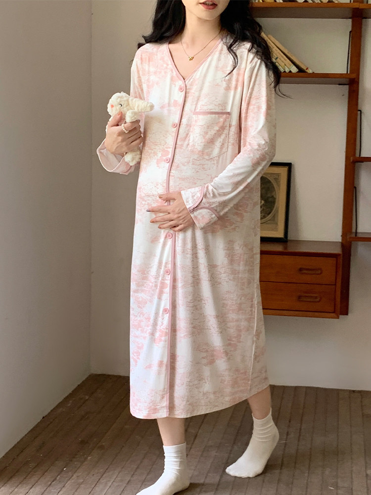 여름 산부인과 병원 산부인과 스커트 산부인과 잠옷 여름 얇은 산후 모달 감금복 여름 모유수유