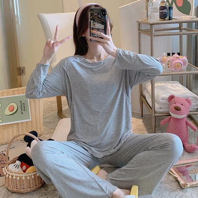 纯棉哺乳莫代尔月子服哺乳上衣孕妇睡衣套装夏季产后怀孕期家居服