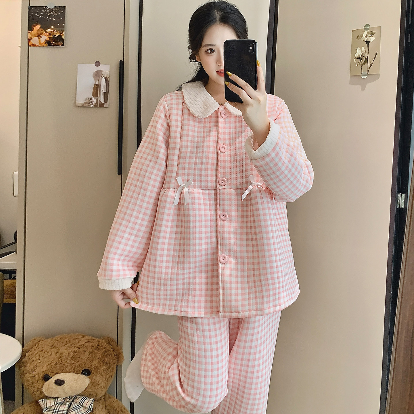 冬季产妇家居空气棉月子服冬加厚产后女款保暖孕妇睡衣外穿哺乳衣