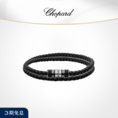 Chopard萧邦情侣黑色皮革双圈手绳情侣送礼女神节礼物送男友