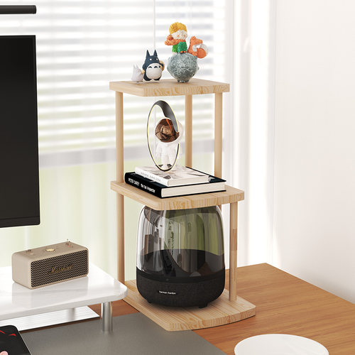 实木桌面转角书架收纳多层置物架