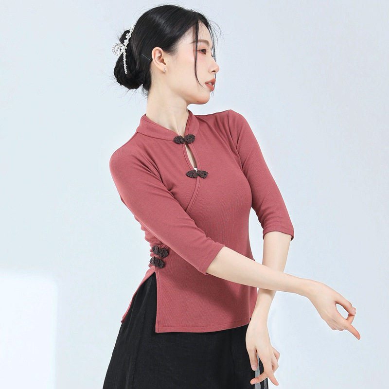 古典舞舞蹈服装时尚镂空上衣盘扣古典舞服