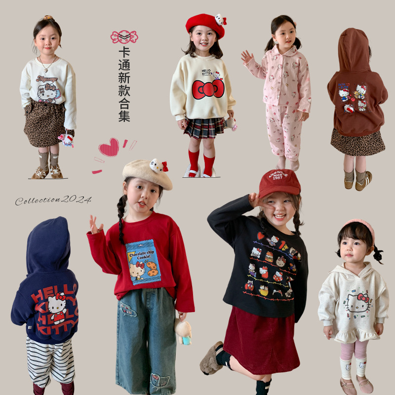 维木童装女童套装秋季新款儿童韩版卡通上衣裤子外套t恤宝宝衣服