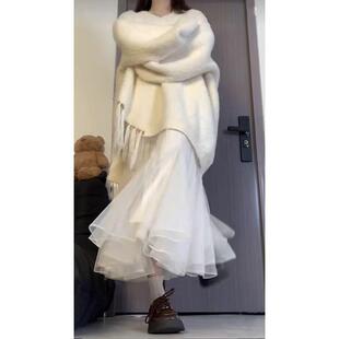 小个子美拉德穿搭软糯毛衣针织衫中长款半身裙温柔风秋冬两件套装