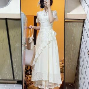 不规则连衣裙 绣花绑带夏季 新中式 风月改良气质流苏旗袍2025新款