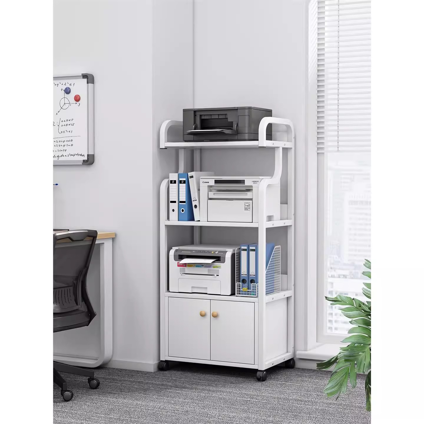 办公室打印机置物架落地小推车文件收纳柜桌下多层可移动储物柜子
