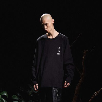 双色印花结构长袖T恤蝶·序