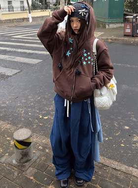 RELABEL 空间关系（剑道重峦）格纹双腰头可拆屁帘双宽褶打褶卫裤