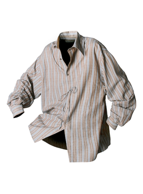 RELABEL 空间关系（棱角）定织民族元素条纹飘带不对称门襟衬衫