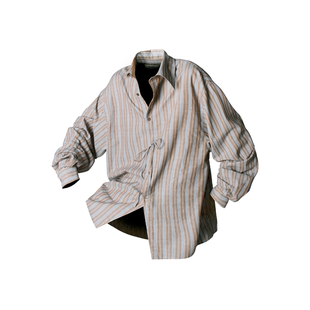 RELABEL 空间关系（棱角）定织民族元素条纹飘带不对称门襟衬衫