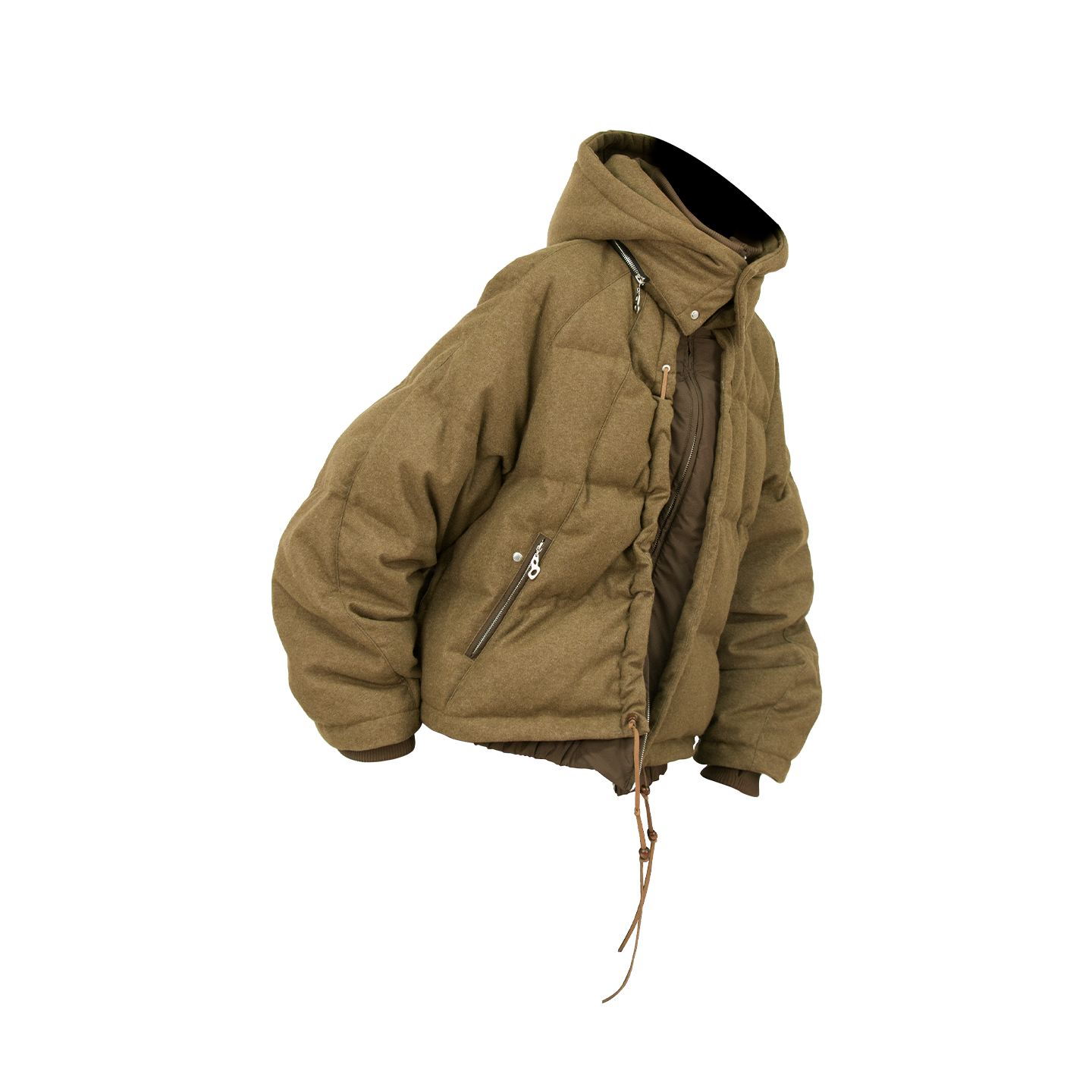 进口澳羊毛拼接可拆帽羽绒服