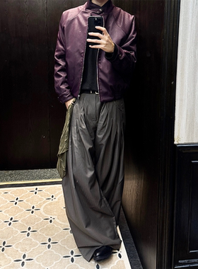 RELABEL 空间关系(多嵌套)提花条纹垂坠方巾宽松打褶弯刀剑道西裤