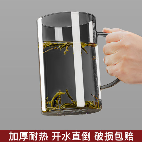 1000ml水杯女大容量早日退休玻璃杯喝水杯子带盖杯子办公室泡茶杯