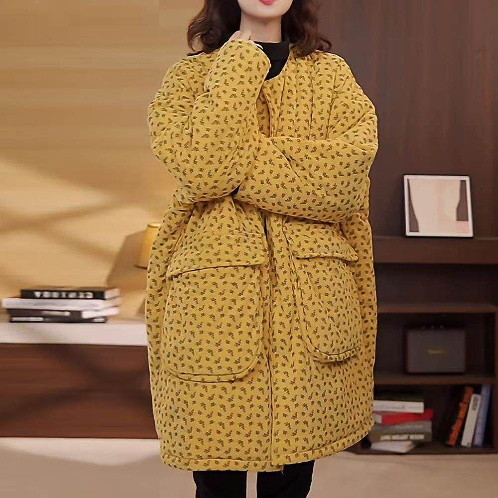 ROUMIKL休闲简约不臃肿蓄热服外套女冬季轻薄保暖大码宽松中长款