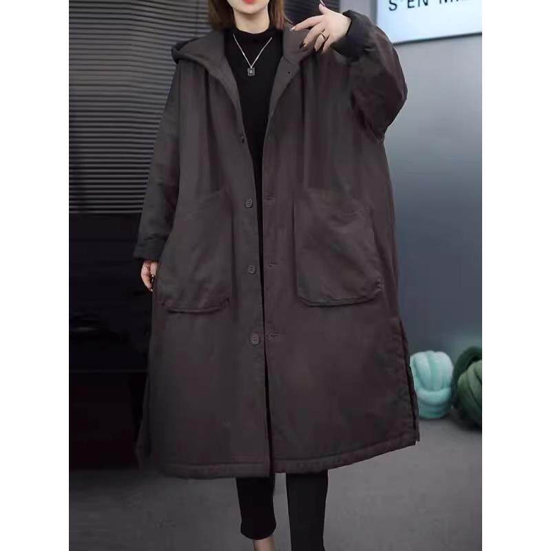 ROUMIKL加肥加大韩版时尚长款服外套女冬季大码夹加厚保暖衣袄子