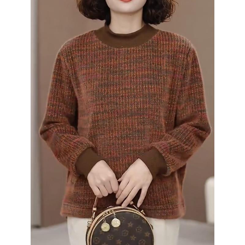 ROUMIKL加厚保暖妈妈时尚雪尔绒上衣女秋冬新款内搭大码洋气质中