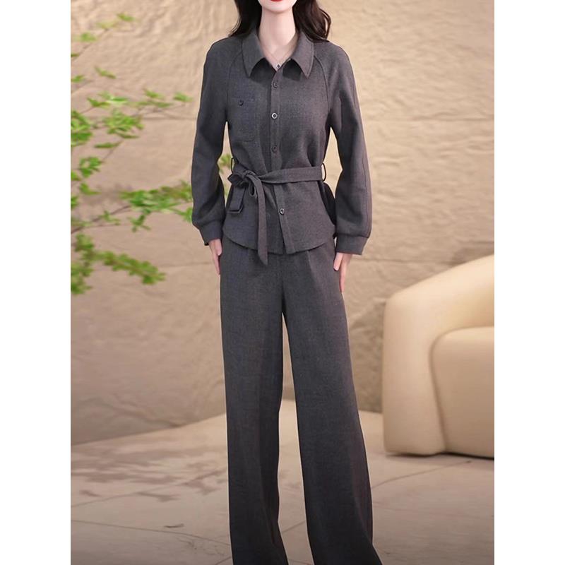 ROUMIKL厚实磨毛精纺时尚气质套装女秋季新款妈妈洋气穿搭