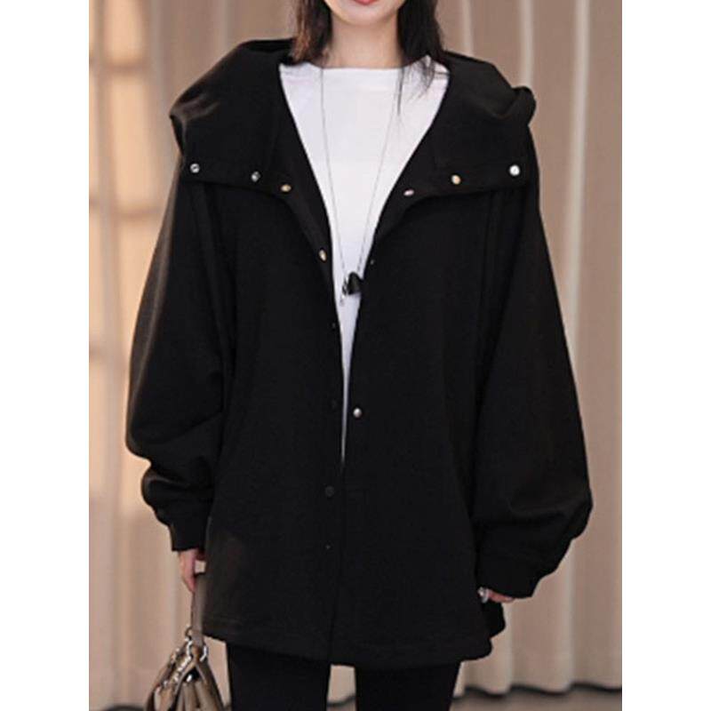 ROUMIKL大码女装韩系连帽卫衣外套2025秋冬季慵懒高级感显瘦休闲