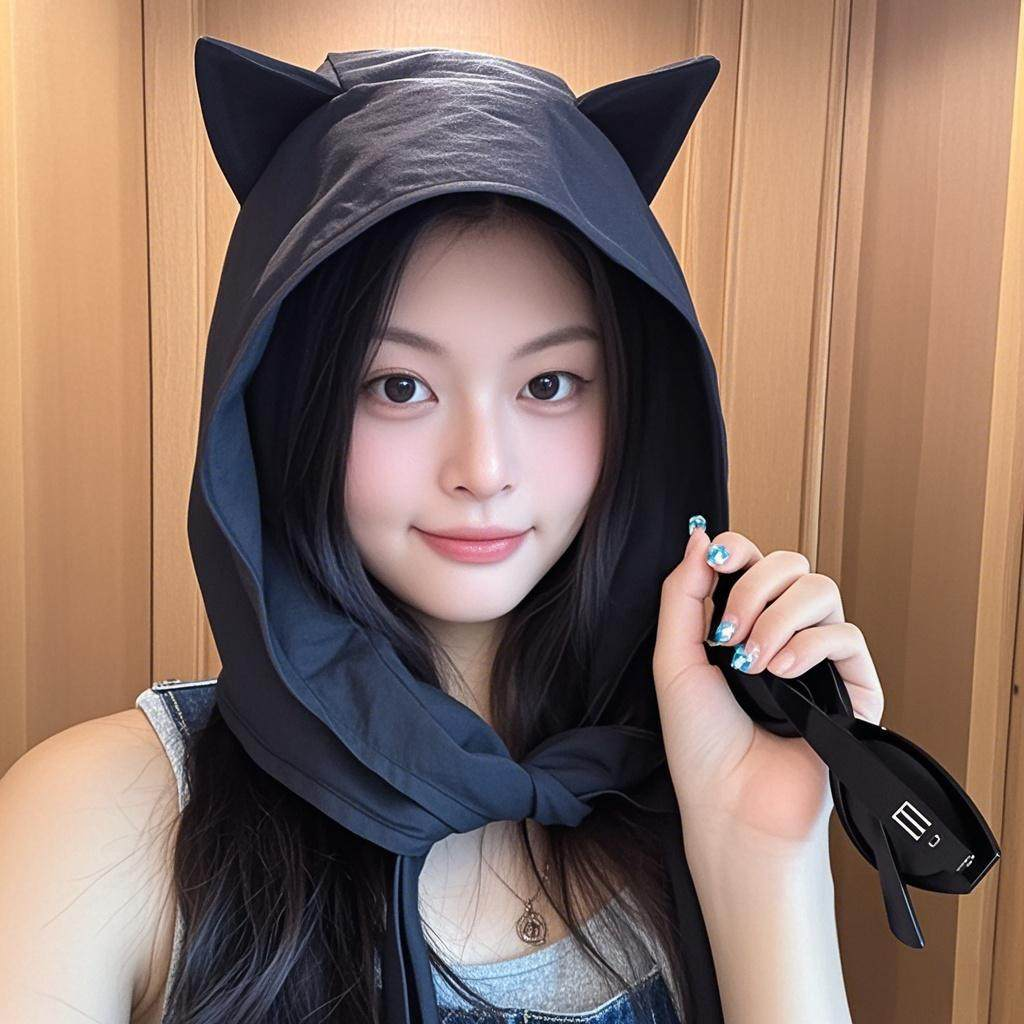 小恶魔绑带速干防晒遮阳帽女薄款护耳头巾帽子可爱猫耳朵小众出游