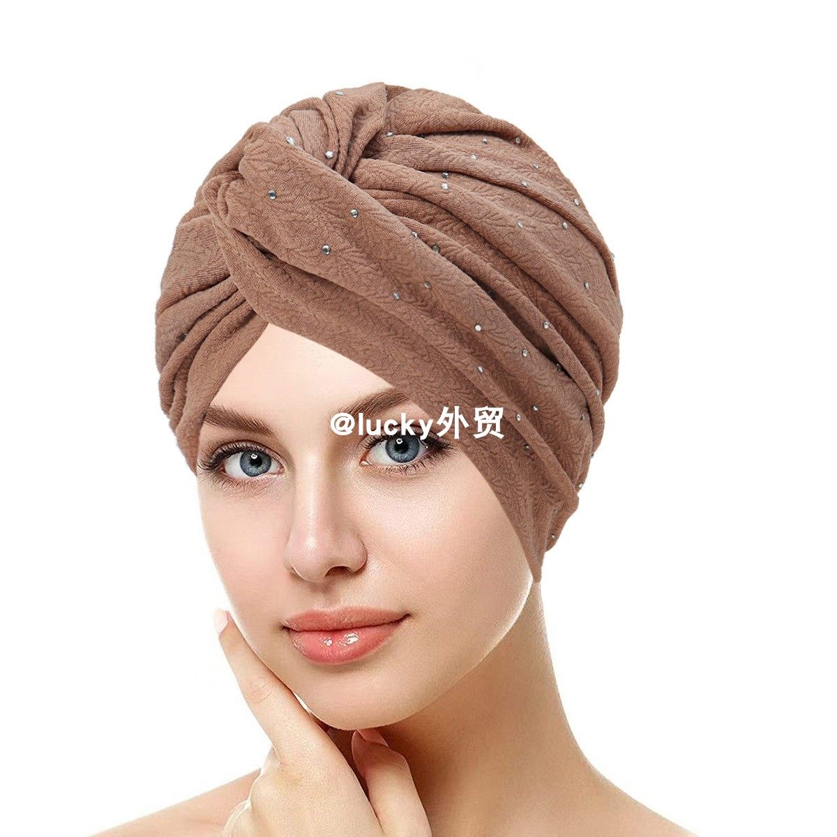 烫钻扭扭帽中东头巾帽民族套头软帽包头帽子turban hat wowen cap