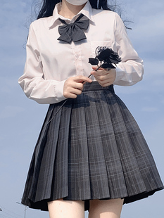 碳灰jk制服格裙套装原创秋冬季正版学院风校供百褶半身短裙子全套