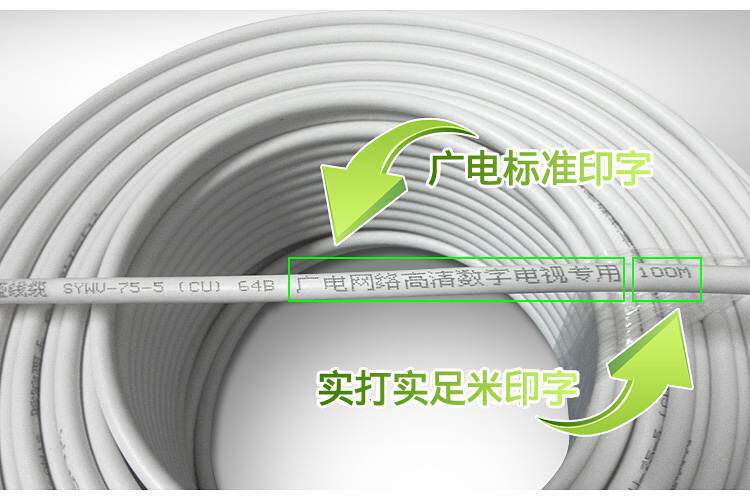 有线电视线闭路线纯铜足米SYWV75-5同轴线机顶盒线RG6电视信号线