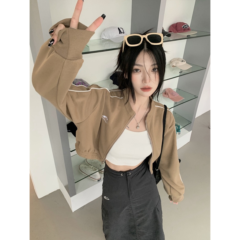 秋季小个子辣妹运动短款卫衣外套