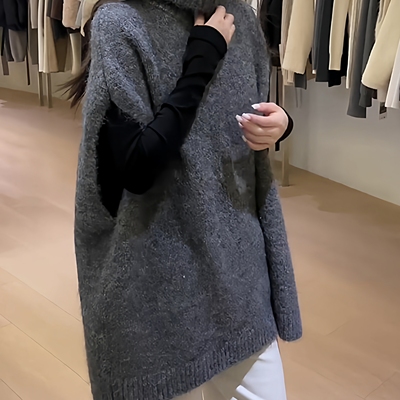 灰色高领马甲背心女秋冬季高级感