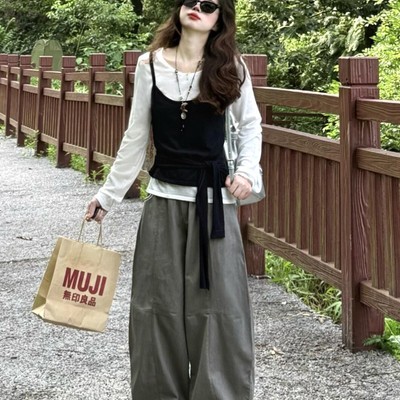韩系叠穿长袖针织t恤女