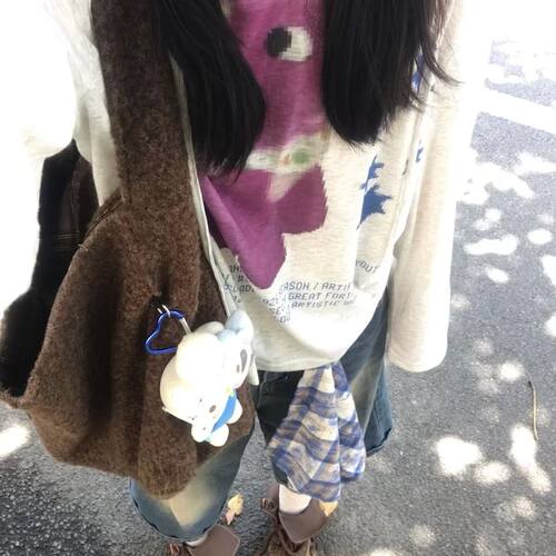 美式复古印花连帽长袖t恤女秋冬