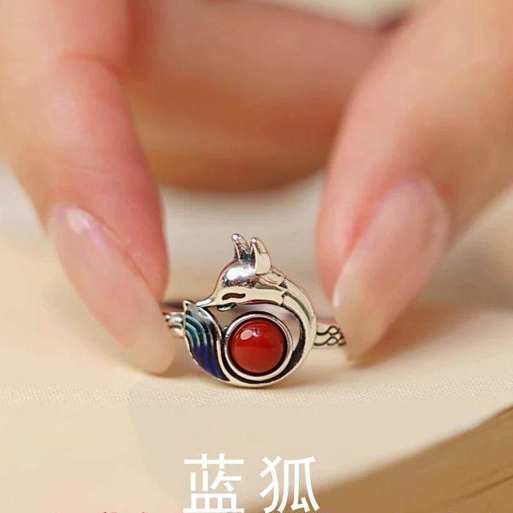 新款小狐狸戒指简约高级感滴胶指环小众设计百搭冷淡风戒指