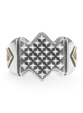 复古印弟安图腾菱形格纹开口戒复