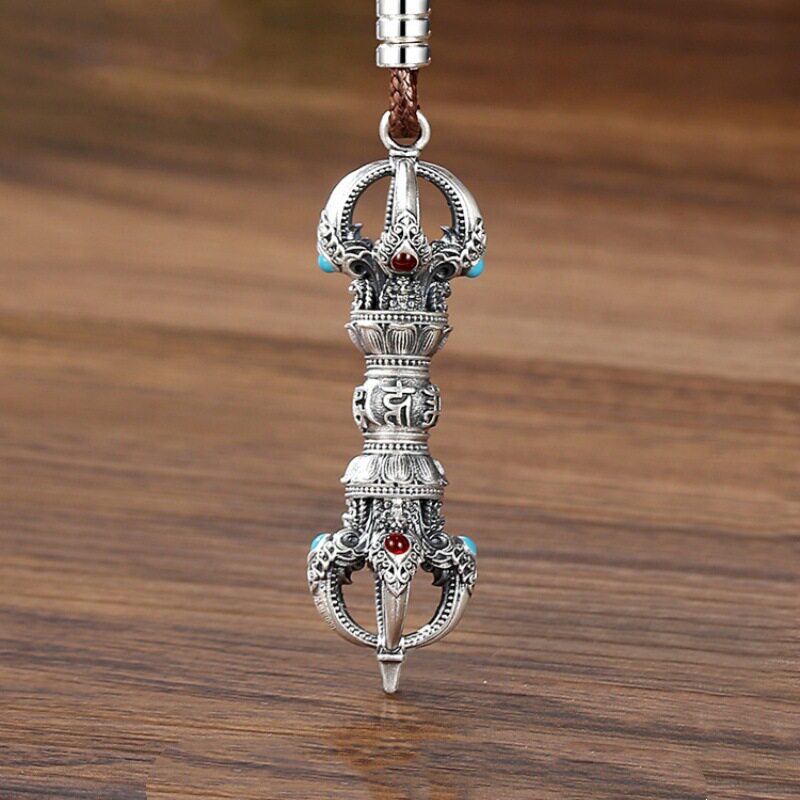 新款金刚杵吊坠男潮复古六字真言项链女款降魔杵挂坠挂件