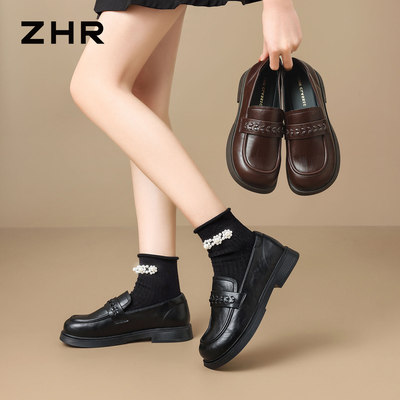 【CC家CC】ZHR则则小皮鞋女2026春季新款复古一脚蹬乐福鞋LR28