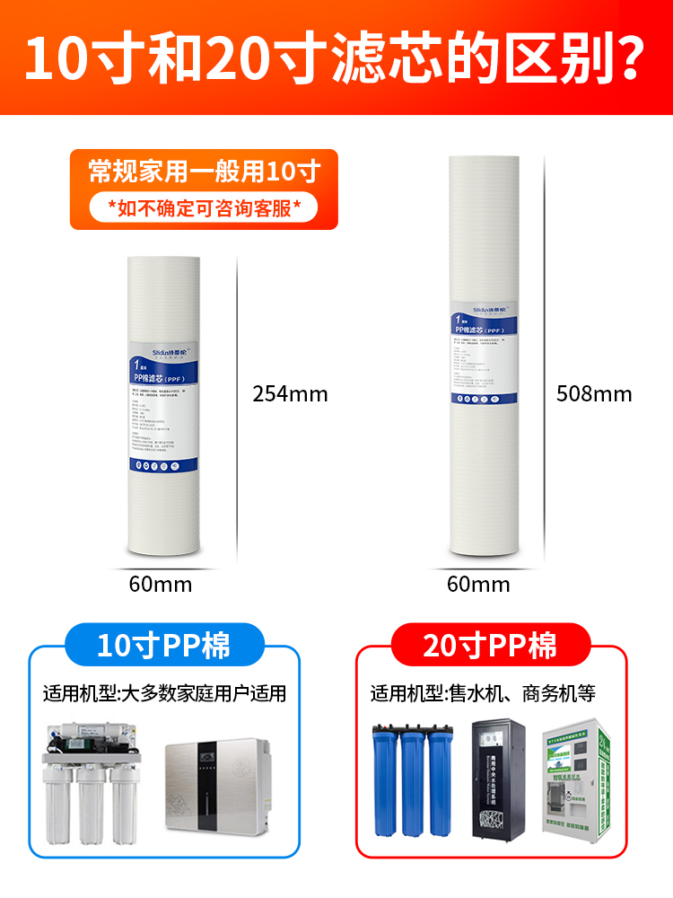 净水器滤芯家用通用10寸20寸前置过滤器PP棉芯RO纯水机活性炭配件