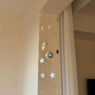 阳光捕手挂件diy镭射星星灯球氛围感阳台小挂饰卧室装饰软装风铃