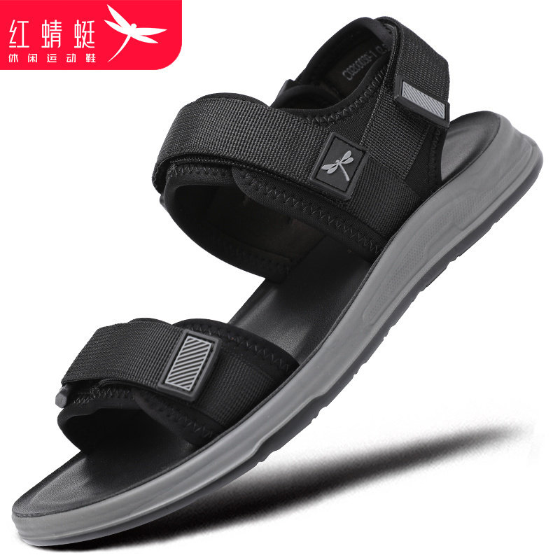 红蜻蜓凉鞋男2026夏新款潮流软底防滑魔术贴沙滩鞋户外运动凉拖鞋