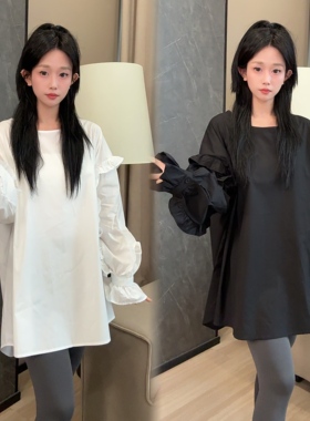 二姐的宝藏春季减龄宽松圆领长袖花瓣袖小众设计感百搭衬衫#25555