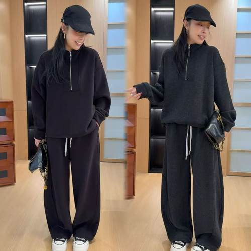 套装秋冬加绒高领拉链