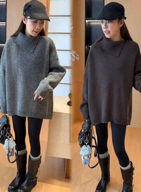 二姐的宝藏秋冬半高领斜边不规则设计感舒适长袖毛衣#25436